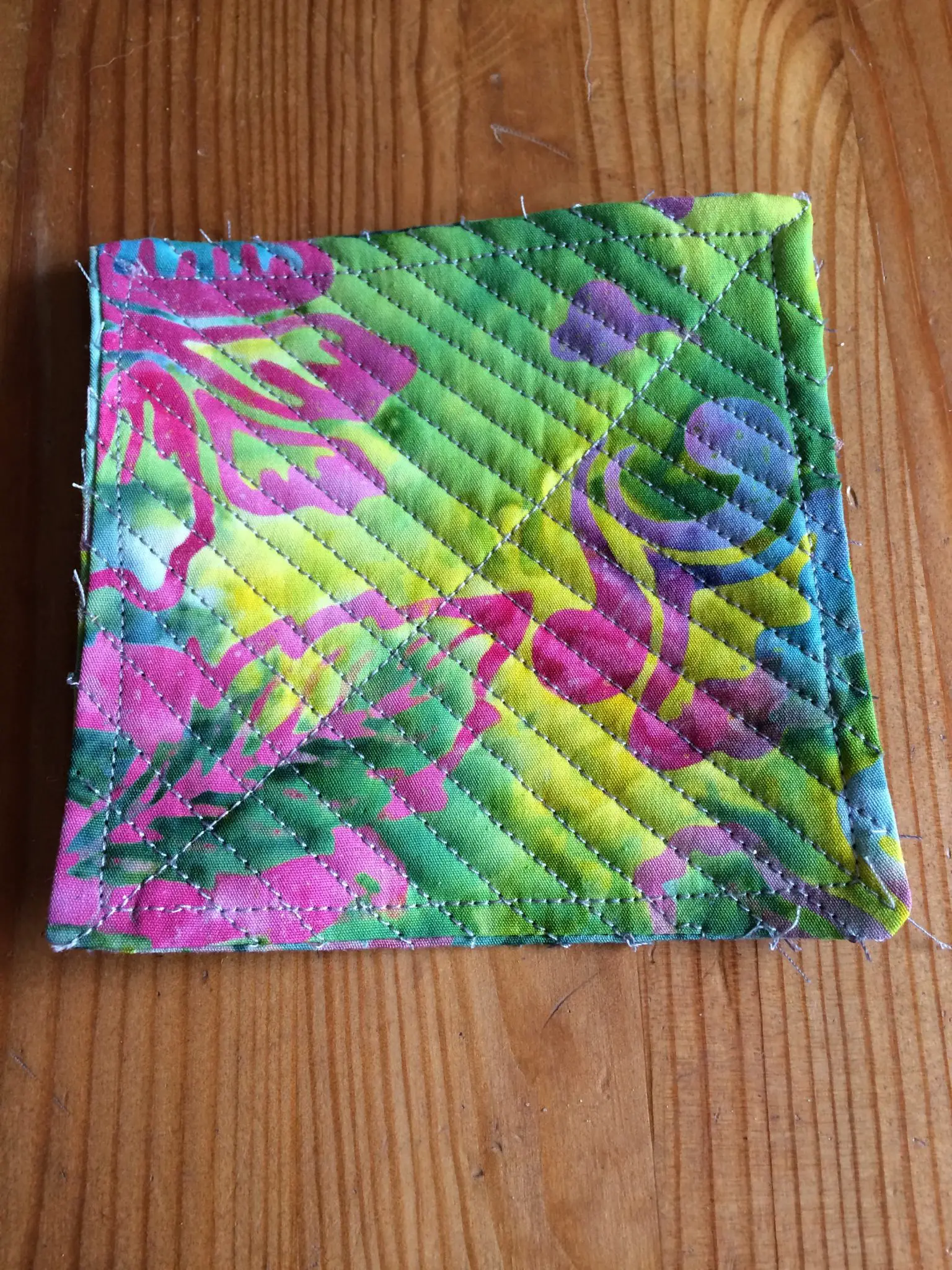 Sewing a quilted coaster