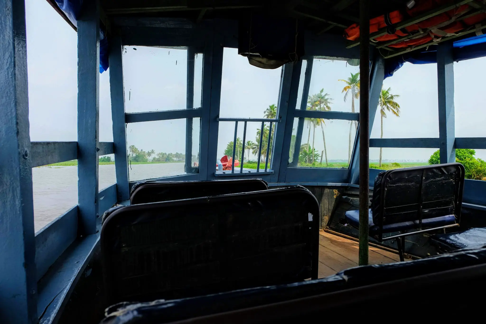 The inside of the Kerala state ferry