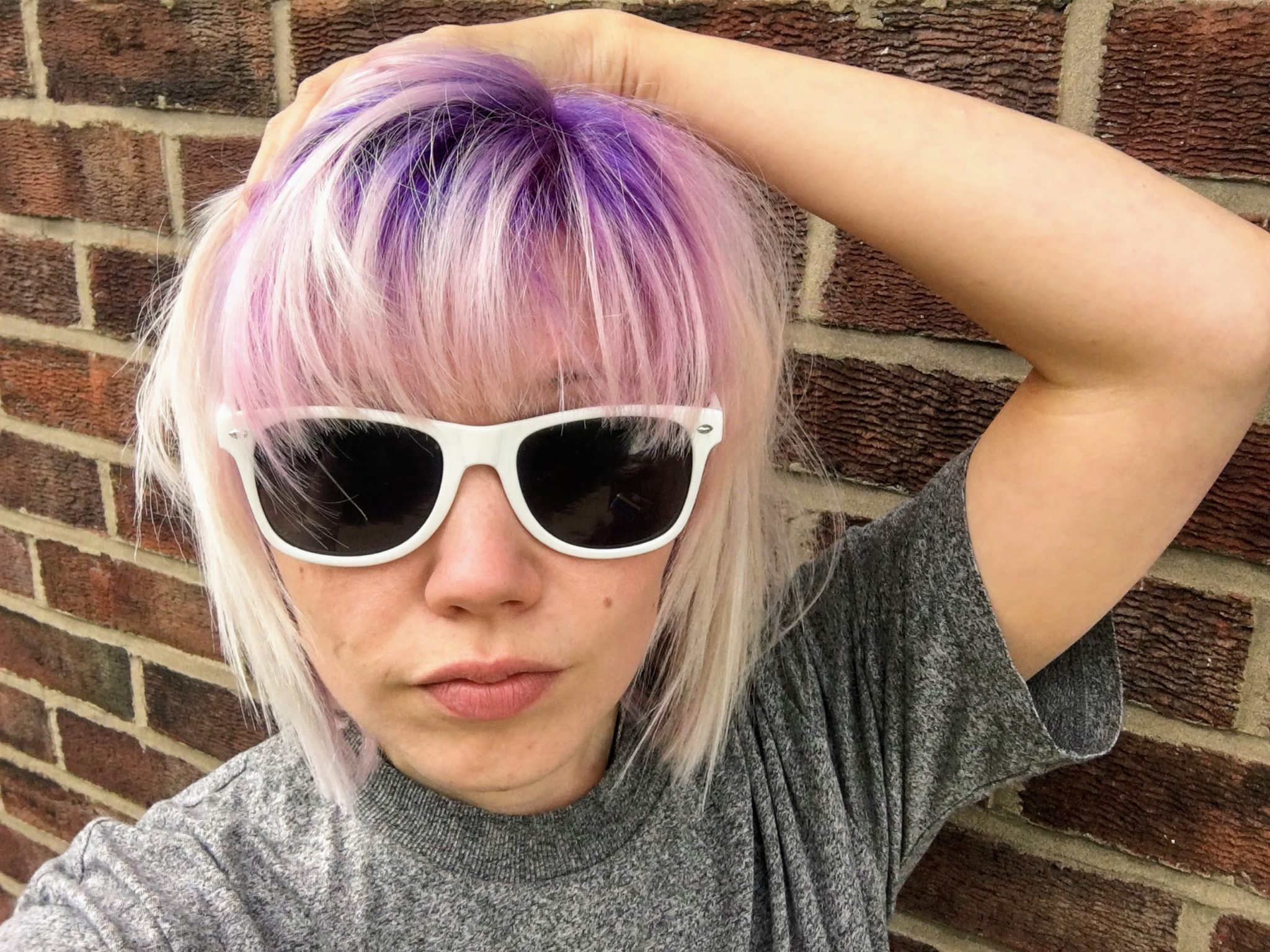 Pink and purple roots hair colour