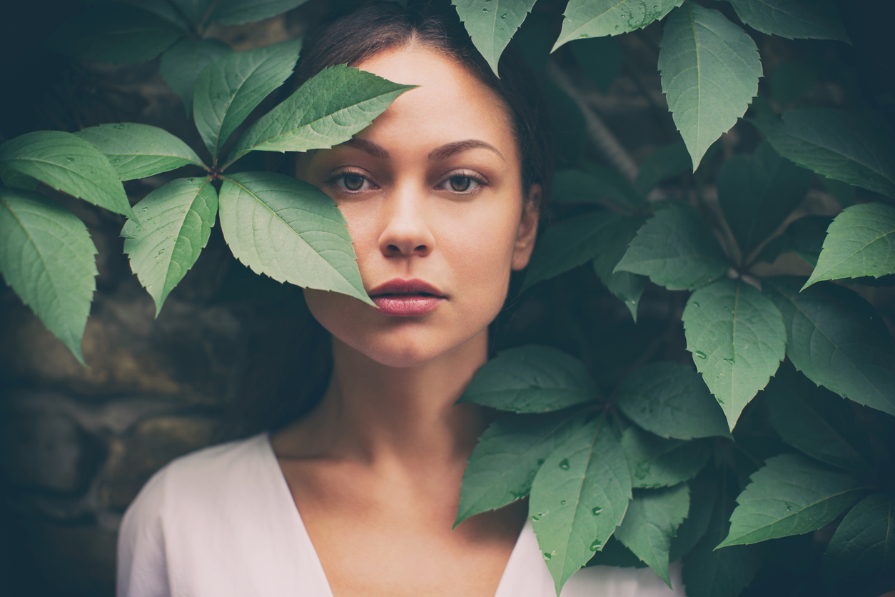 Woman in the leaves