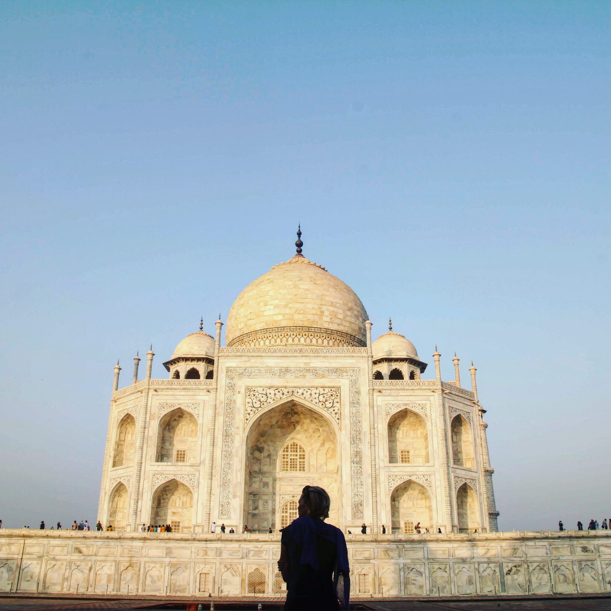 In front of the Taj Mahal