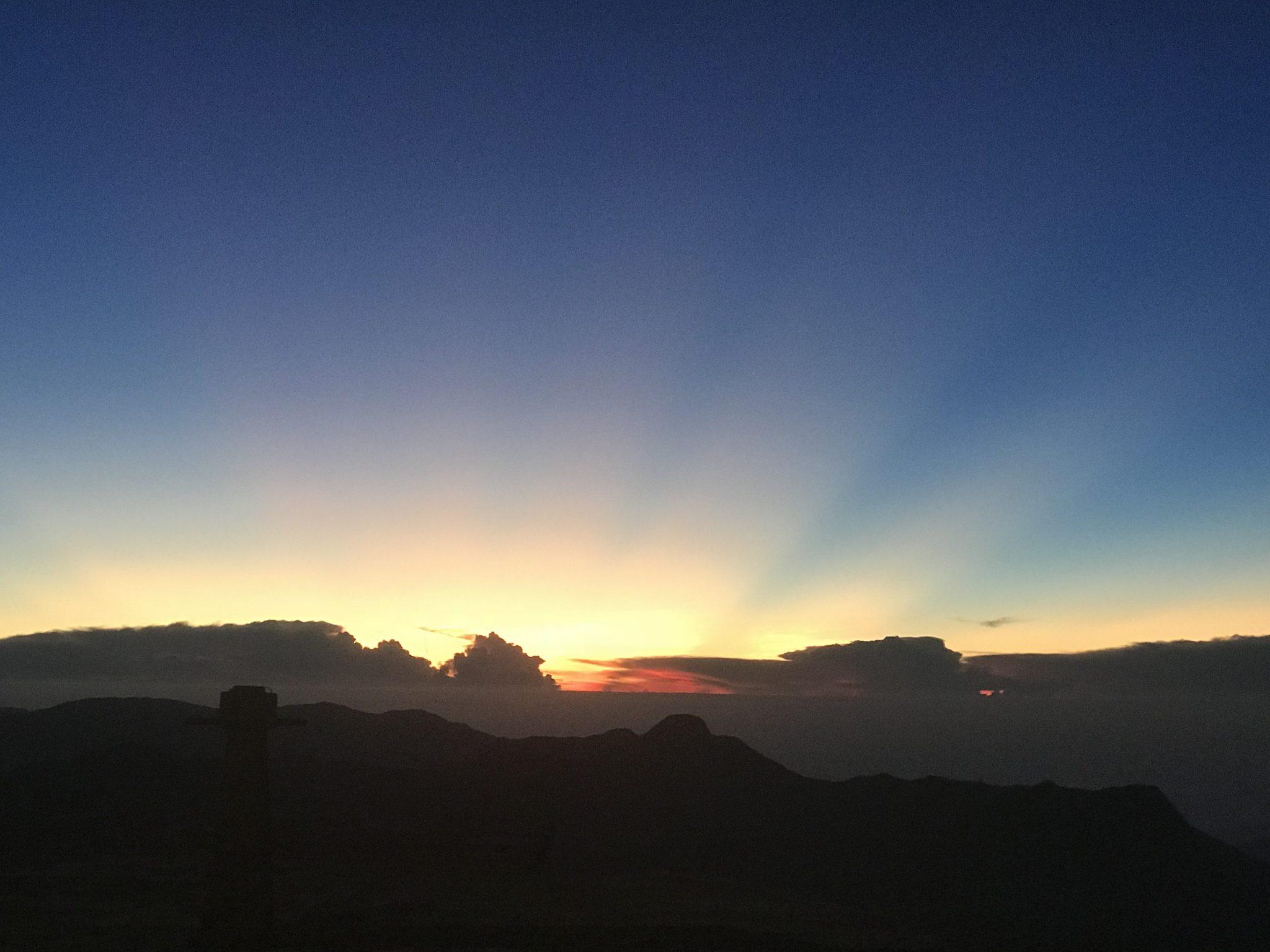 Sun starting to rise on Adam's Peak, Sri Lanka