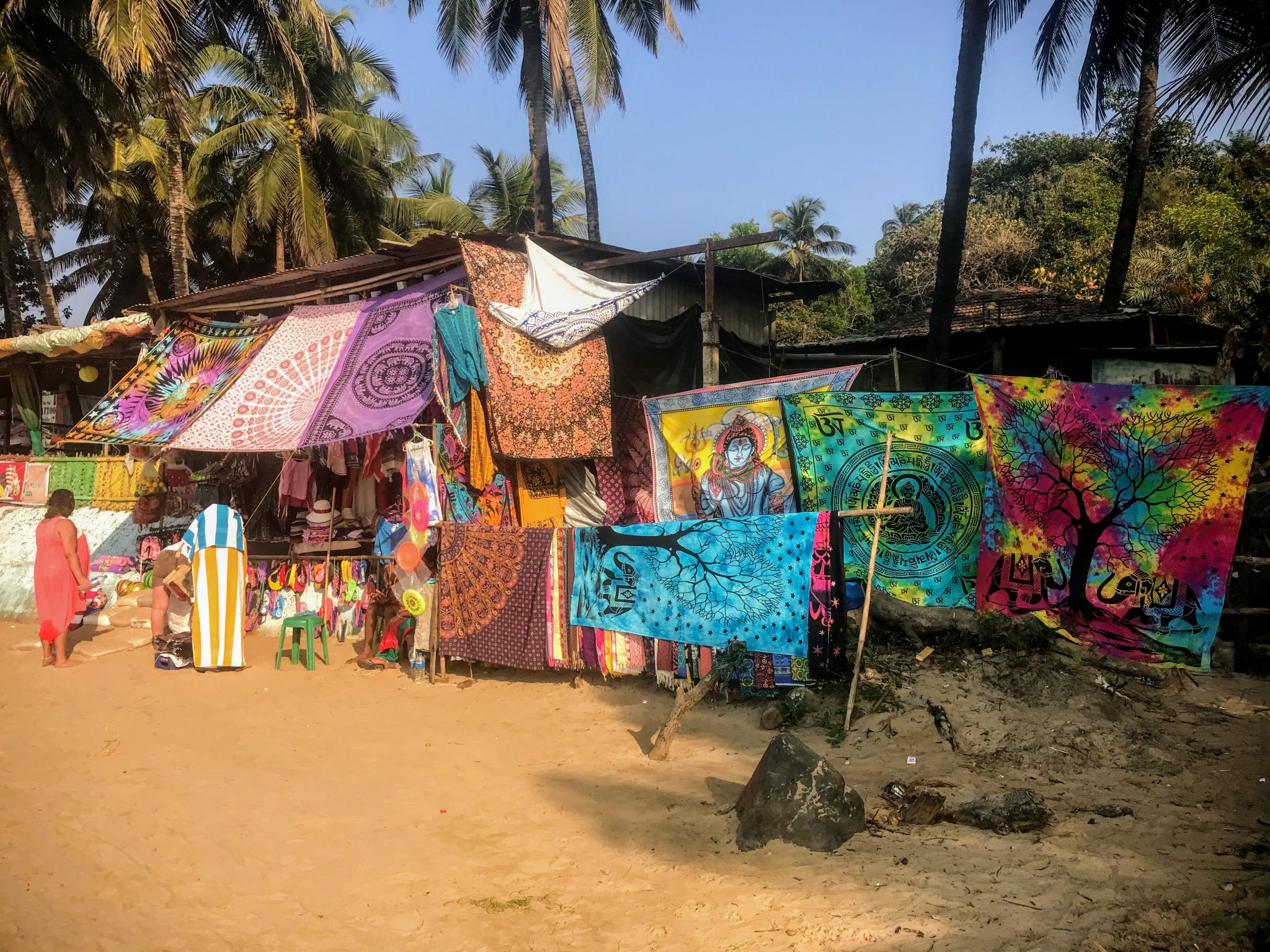 Sarongs for sale on Kudle Beach, Gokarna