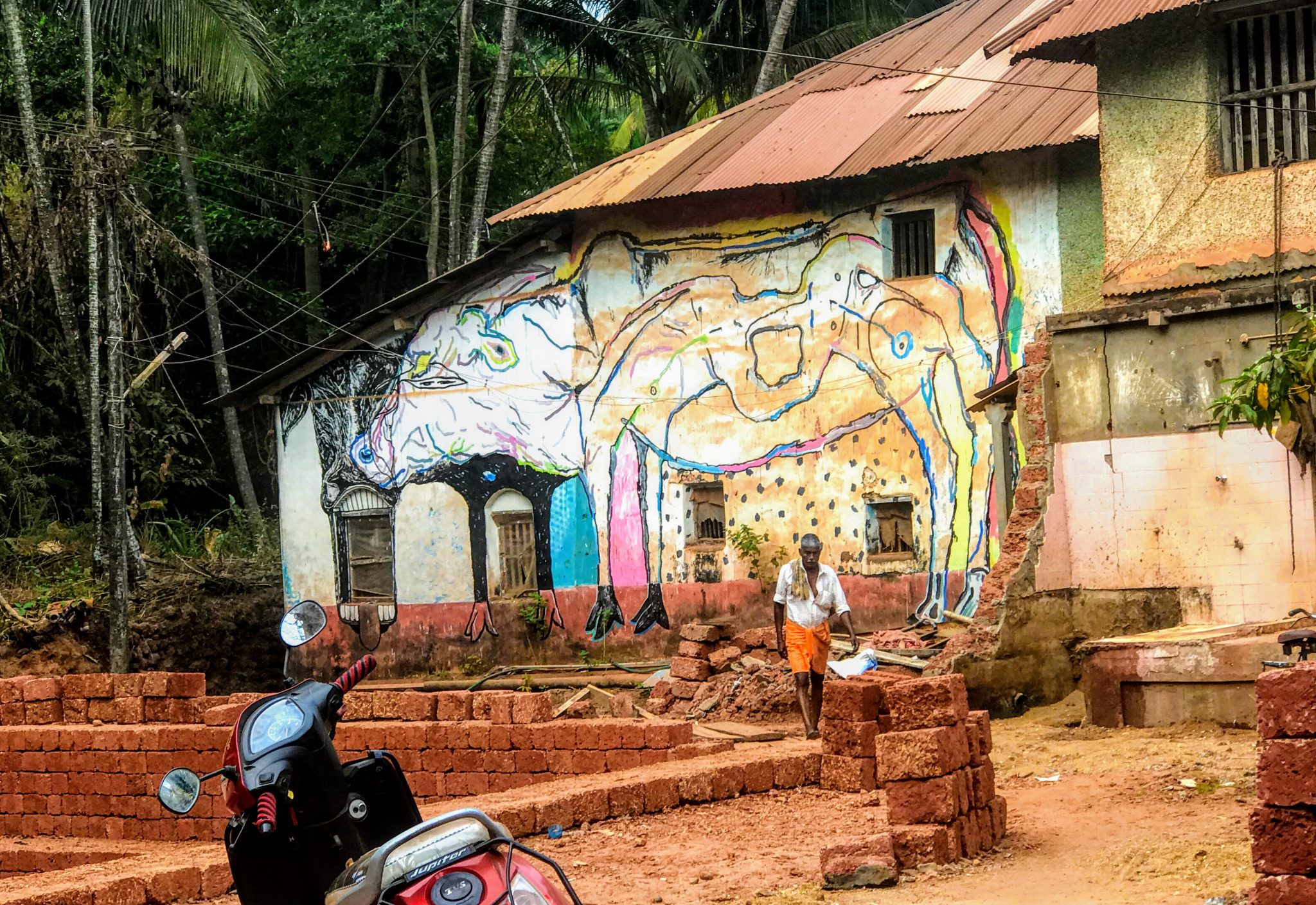 Cow mural, Gokarna, Karnataka 