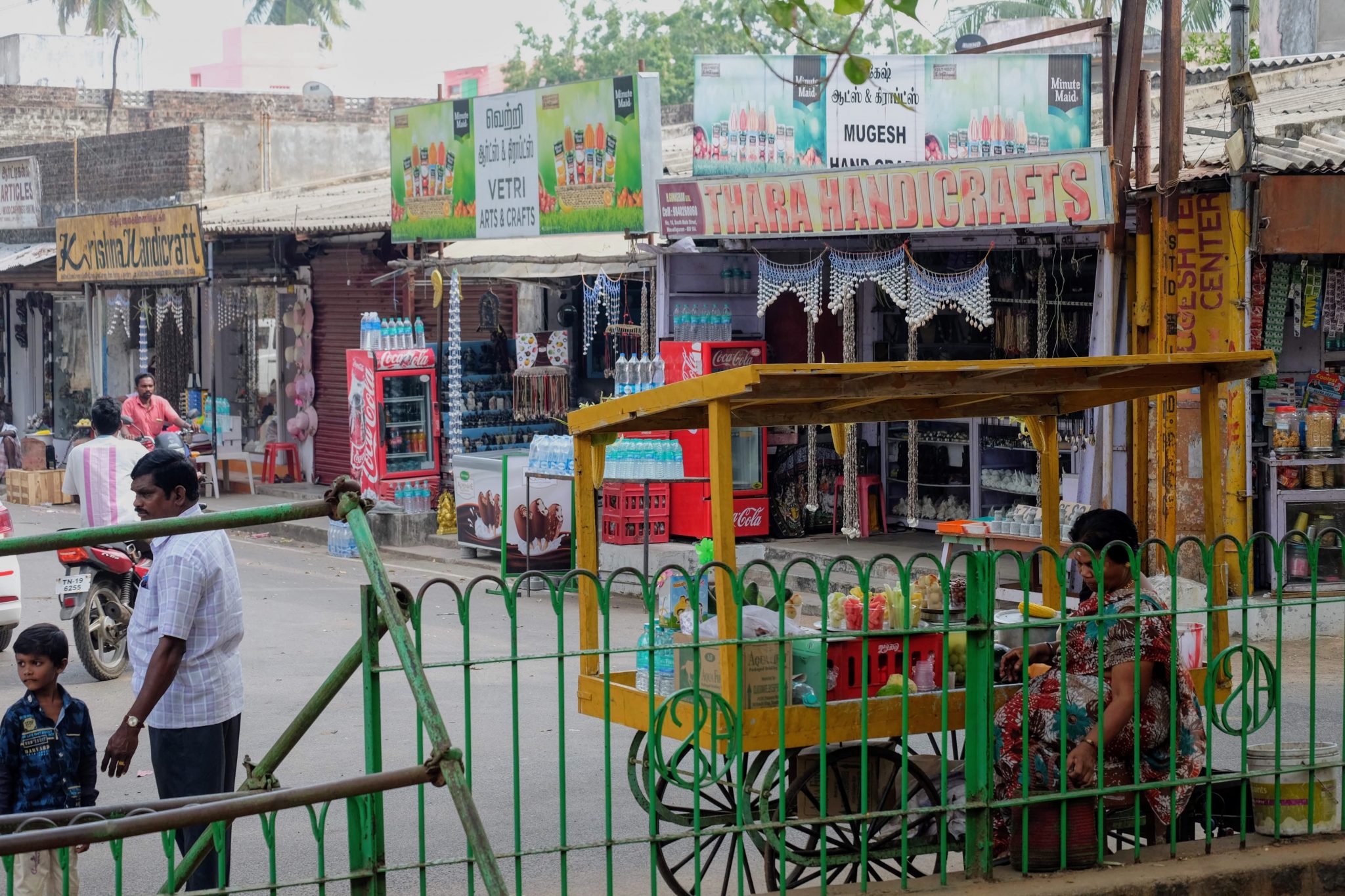 Shops in Mahabalipuram town centre, South India