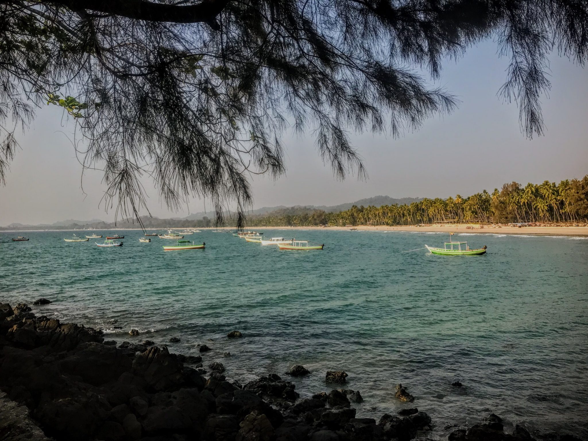 Fishing boats on Ngapali Beach, Myanmar 