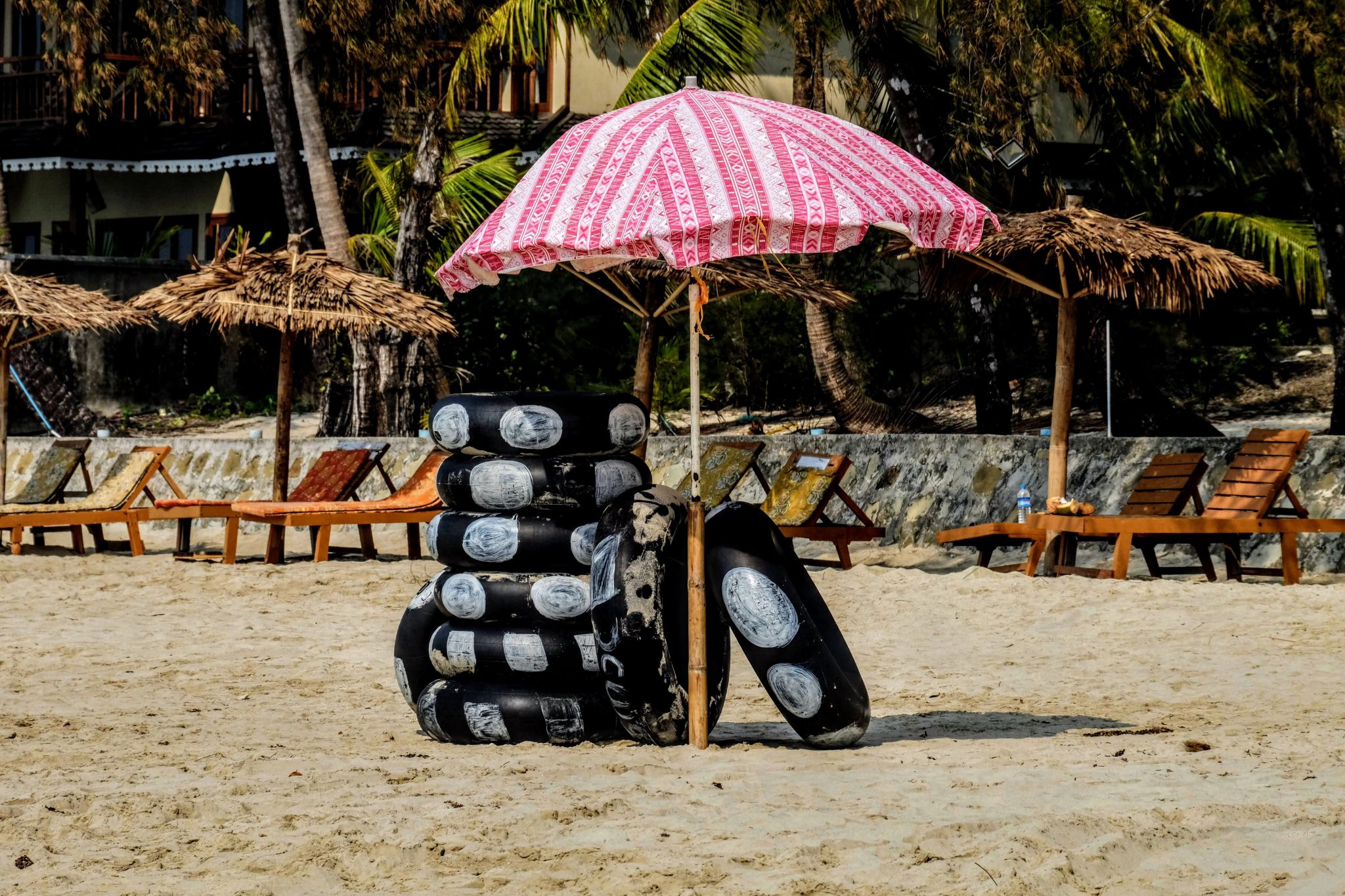 Rubber rings at Ngapali Beach in Myanmar