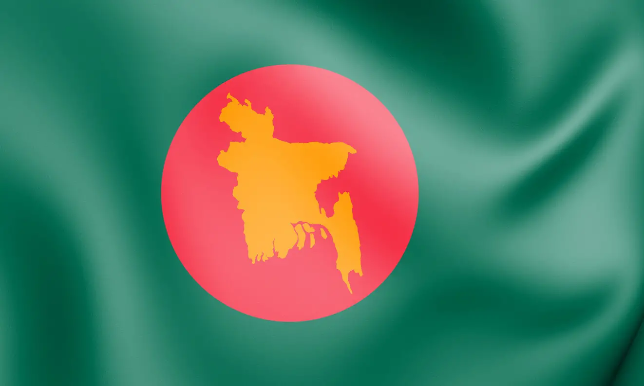 Bangladesh flag with map