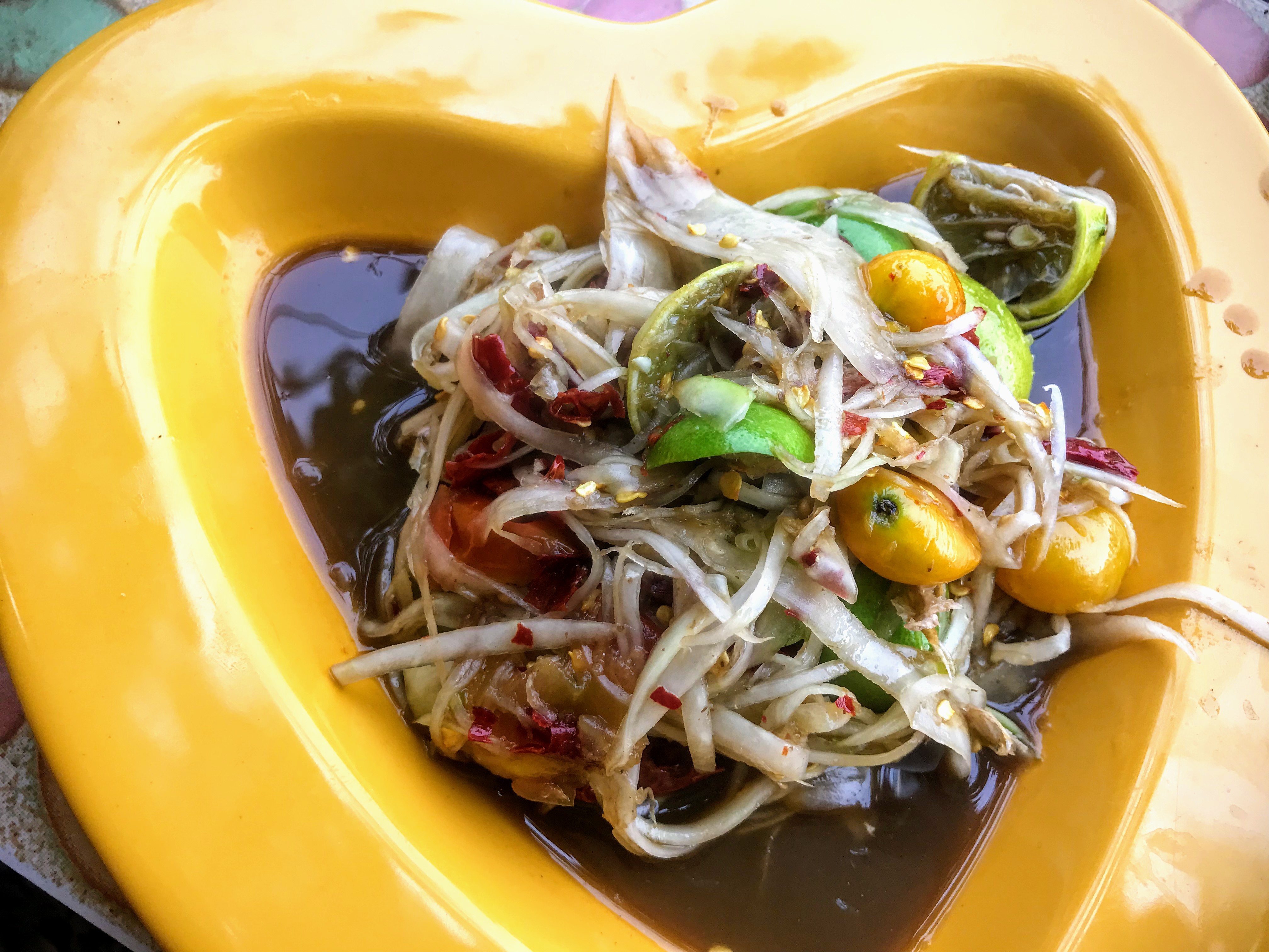 Laos papaya salad, Vang Vieng, Laos