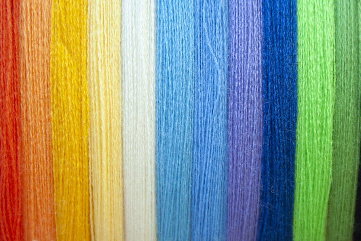 Rainbow coloured threads