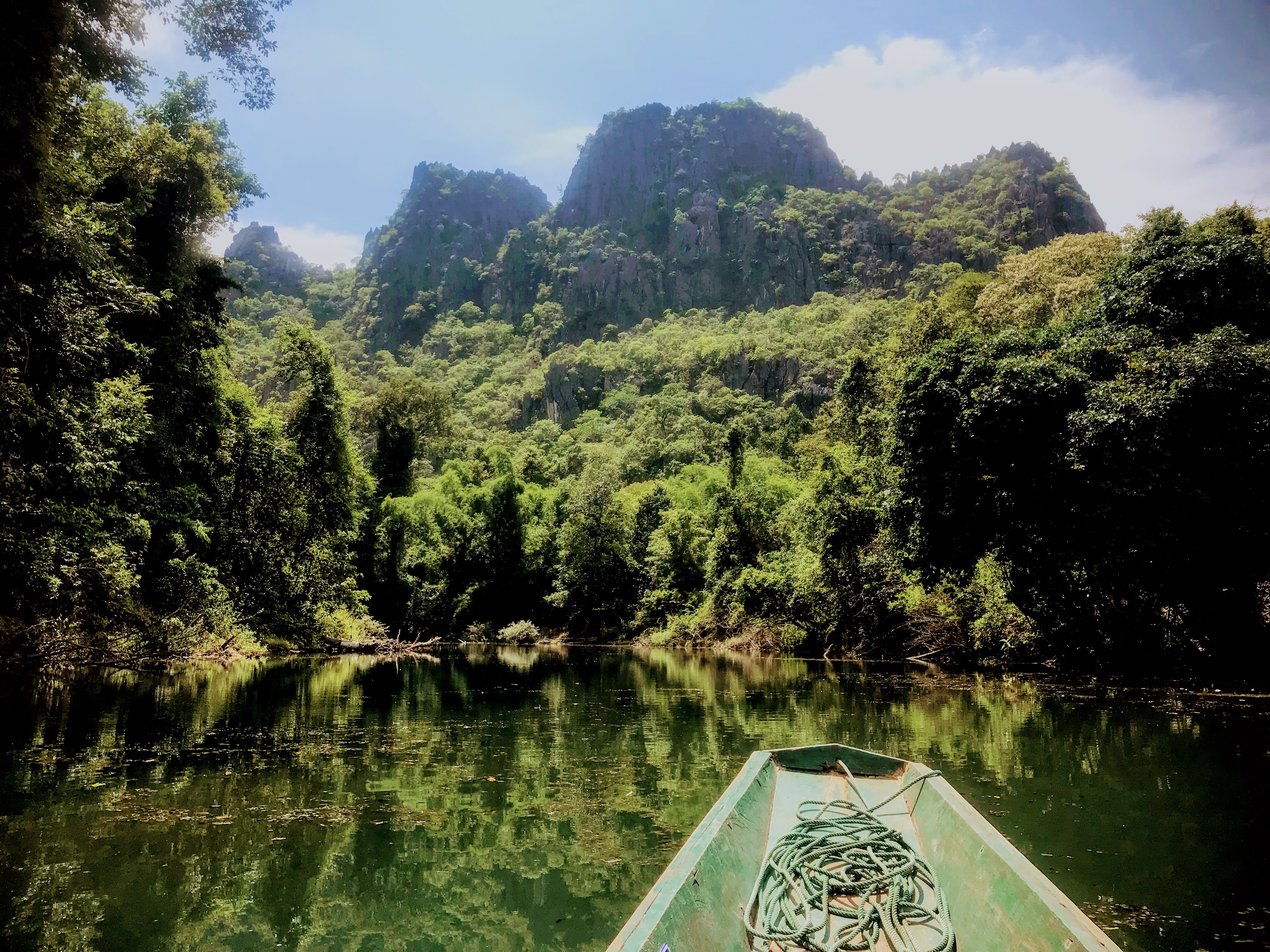 Boat on the Nam Hin Bun River, Laos 