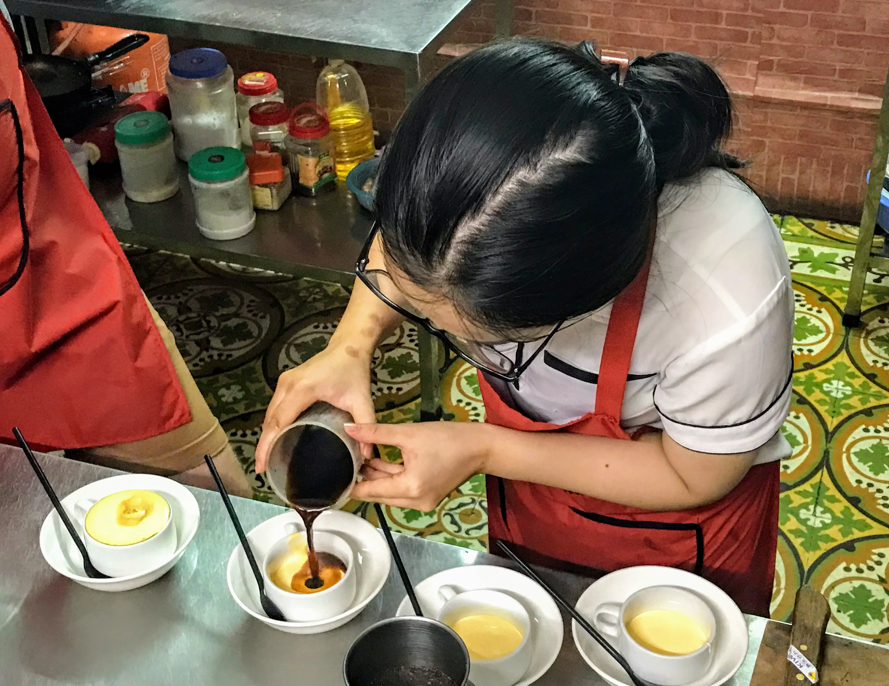Making egg coffee in Hanoi, Vietnam 