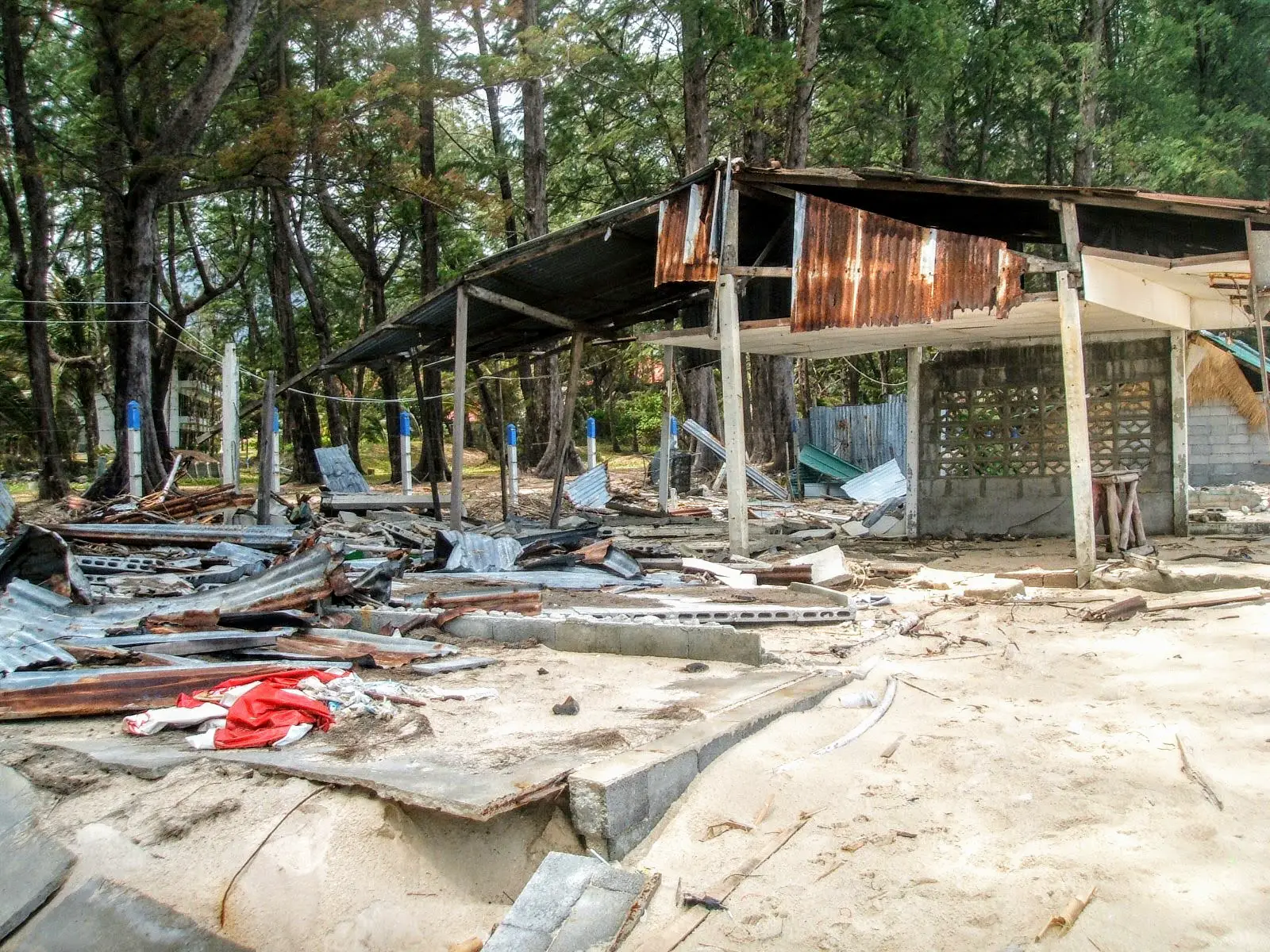 Damage at Bang Tao beach from Tsunami aftershocks, Phuket, Thailand 