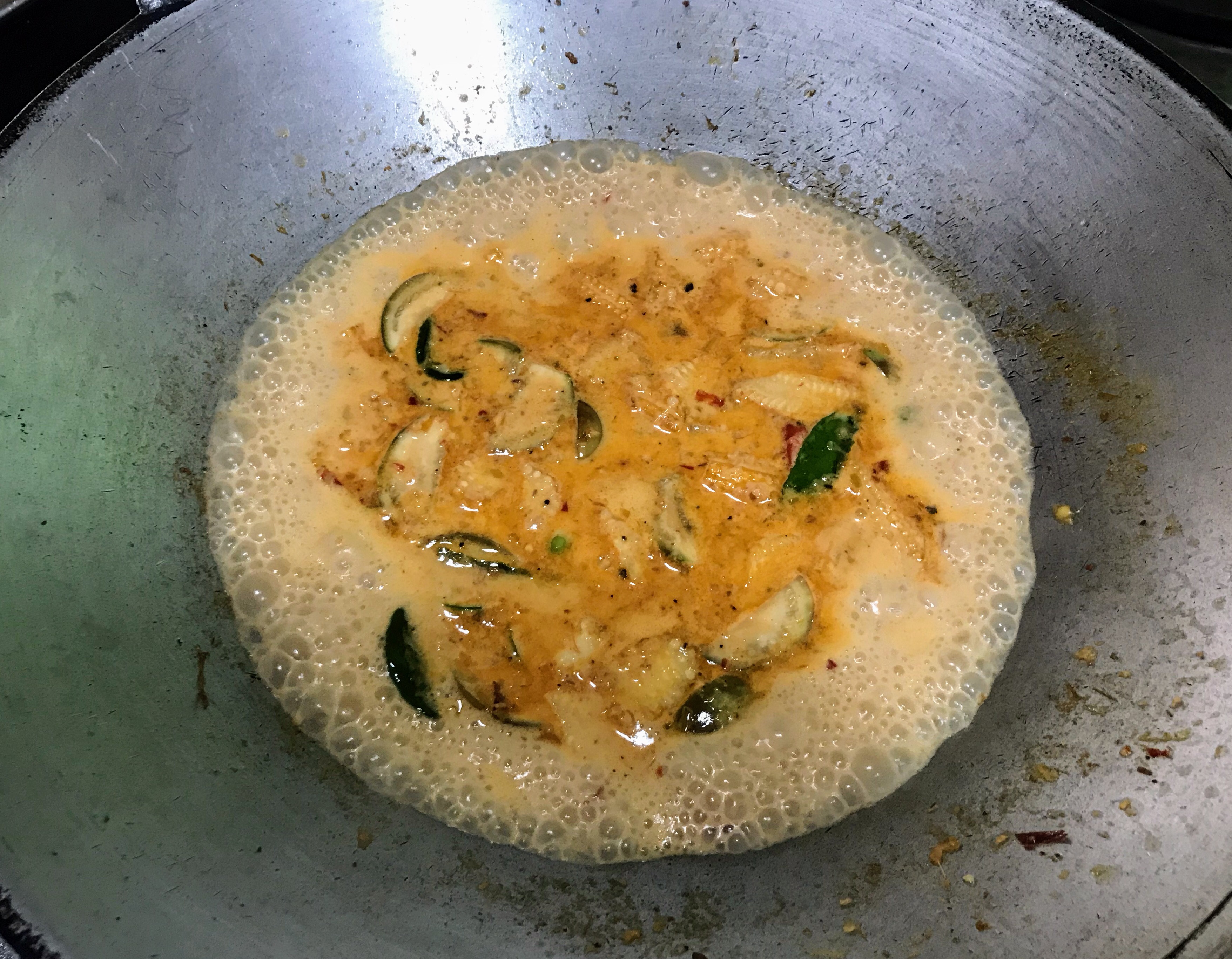 Cooking vegetarian red curry, Koh Chang, Thailand 