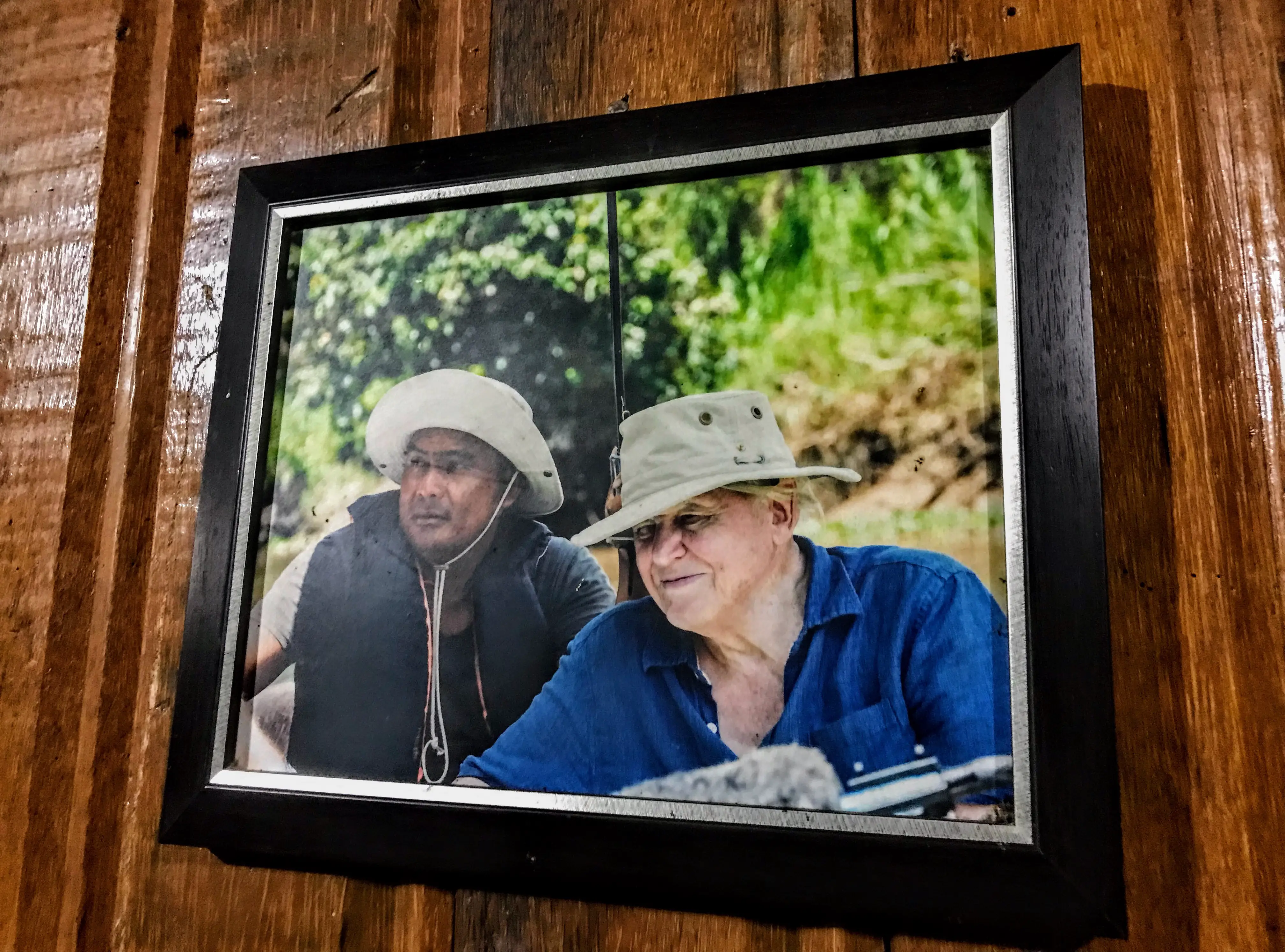 Osman and David Attenborough on Kinabatangan River 