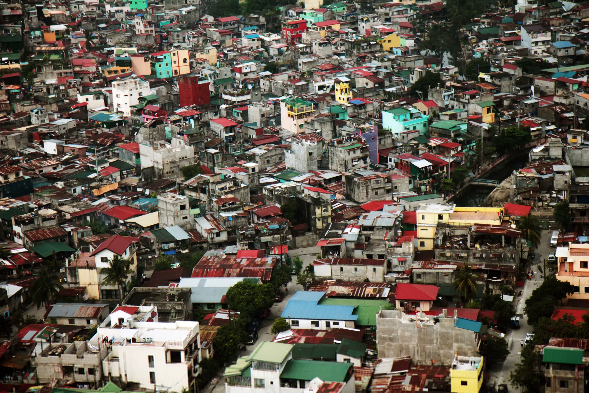 Aerial view slums of Manila, Philippines, Manila