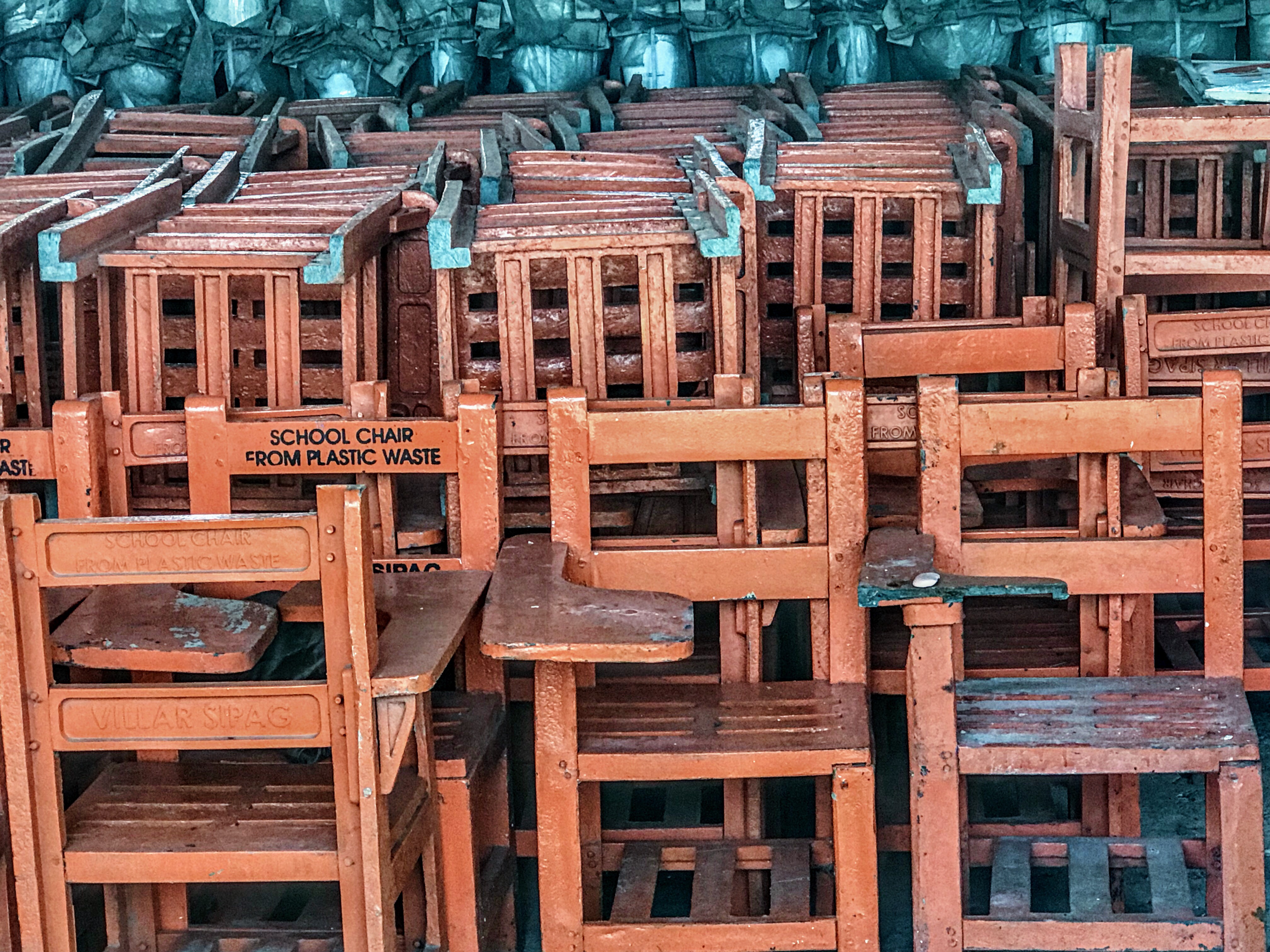 Recycled school chairs, Baseco Slum, Manila