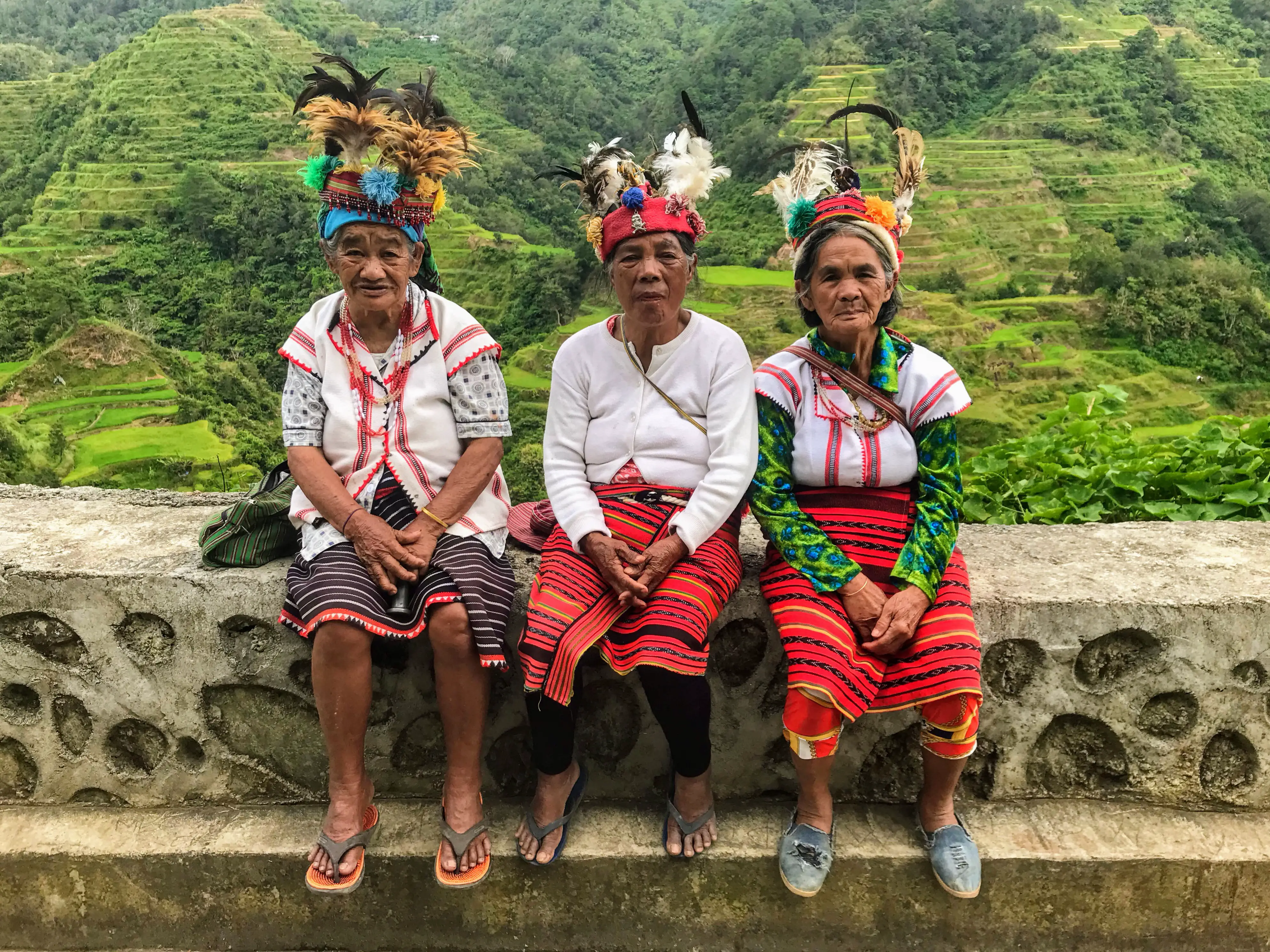 Ifugao ladies in tribal dress, Banaue, Philippines