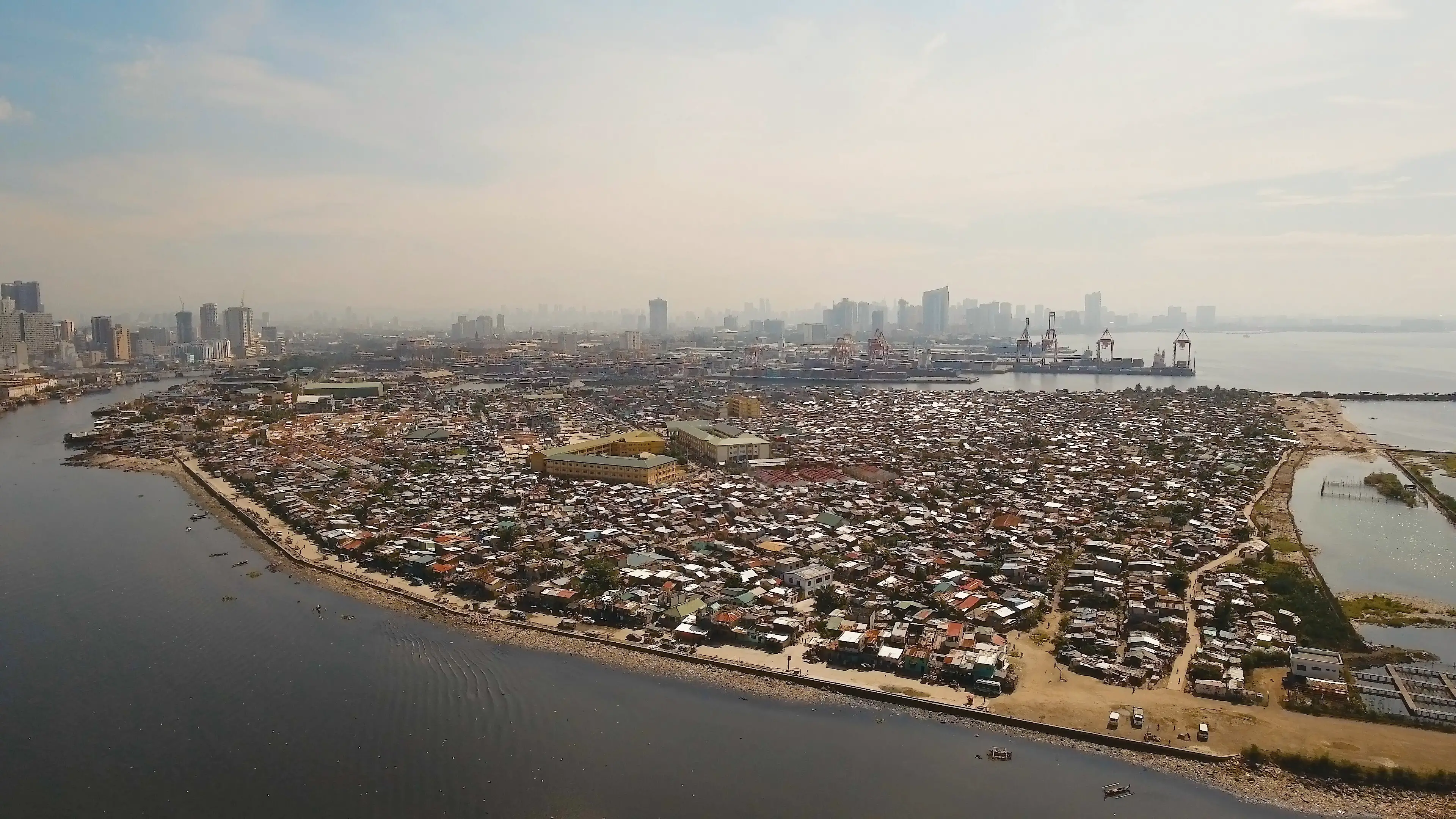 Aerial view slums of Manila, Philippines, Manila