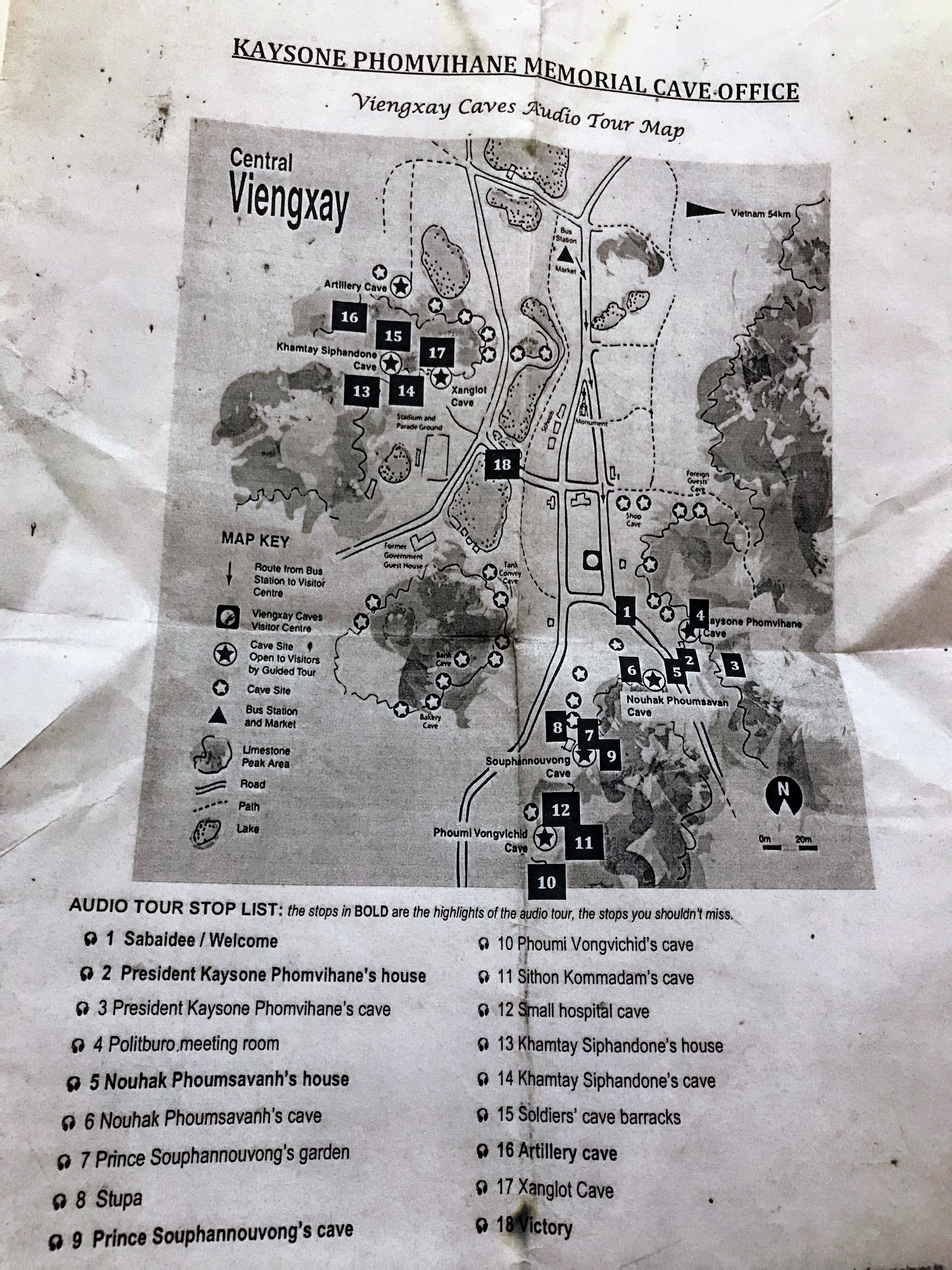 Map of Vieng Xai Caves, Laos
