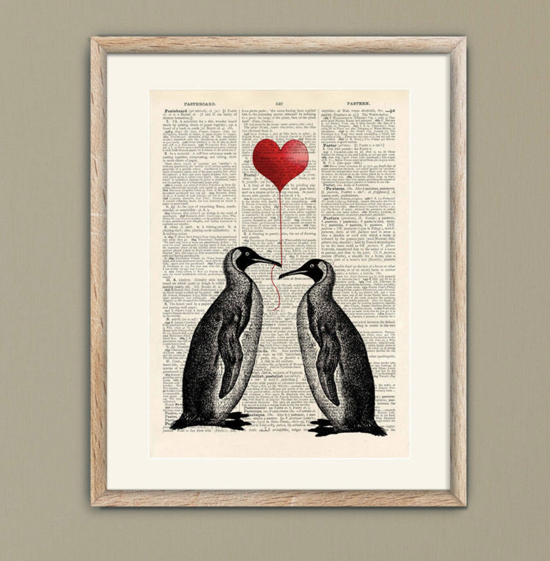 Penguin illustration, Etsy 