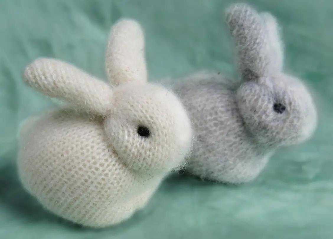 Knitted rabbit plushie, Etsy