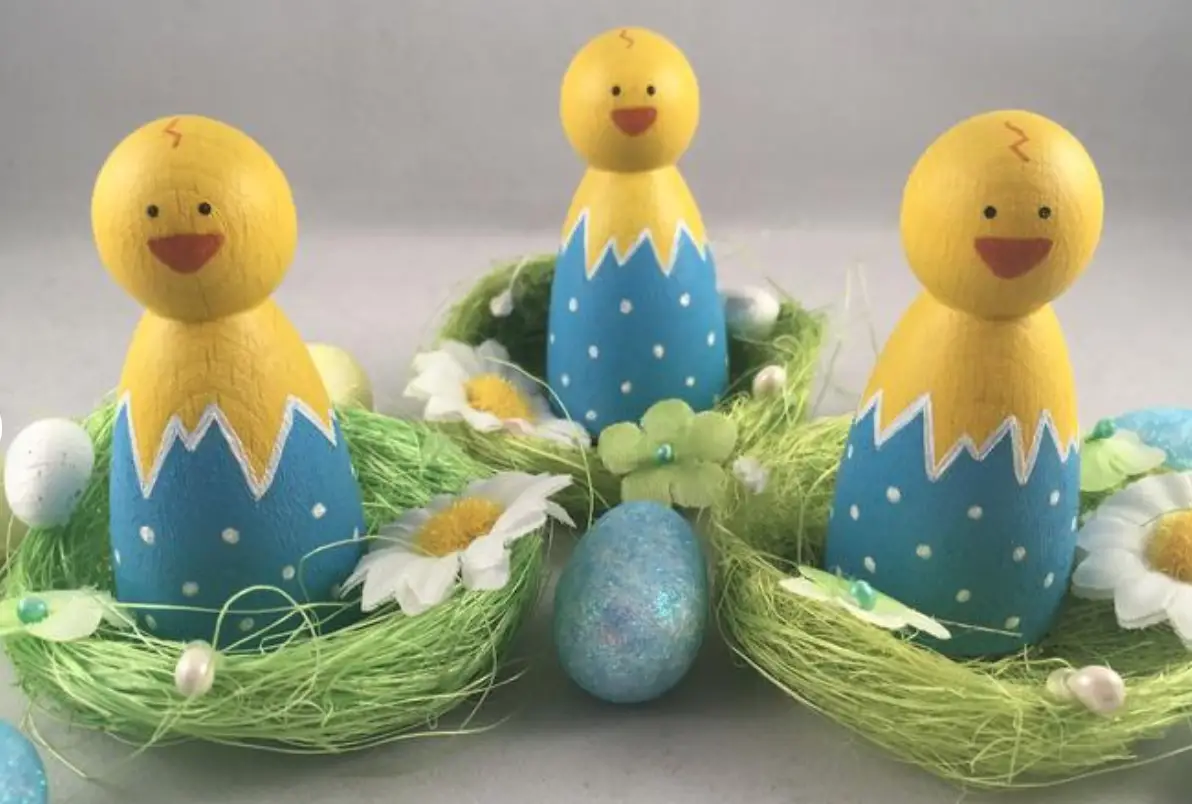 Easter chick peg doll, Etsy