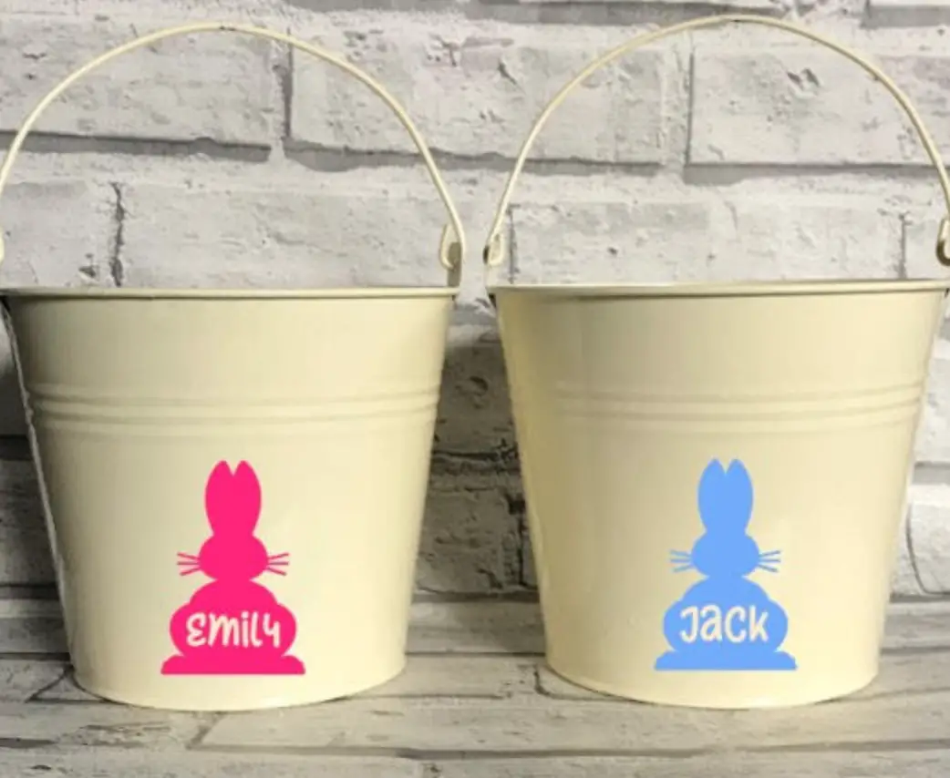 Personalised rabbit bucket, Etsy