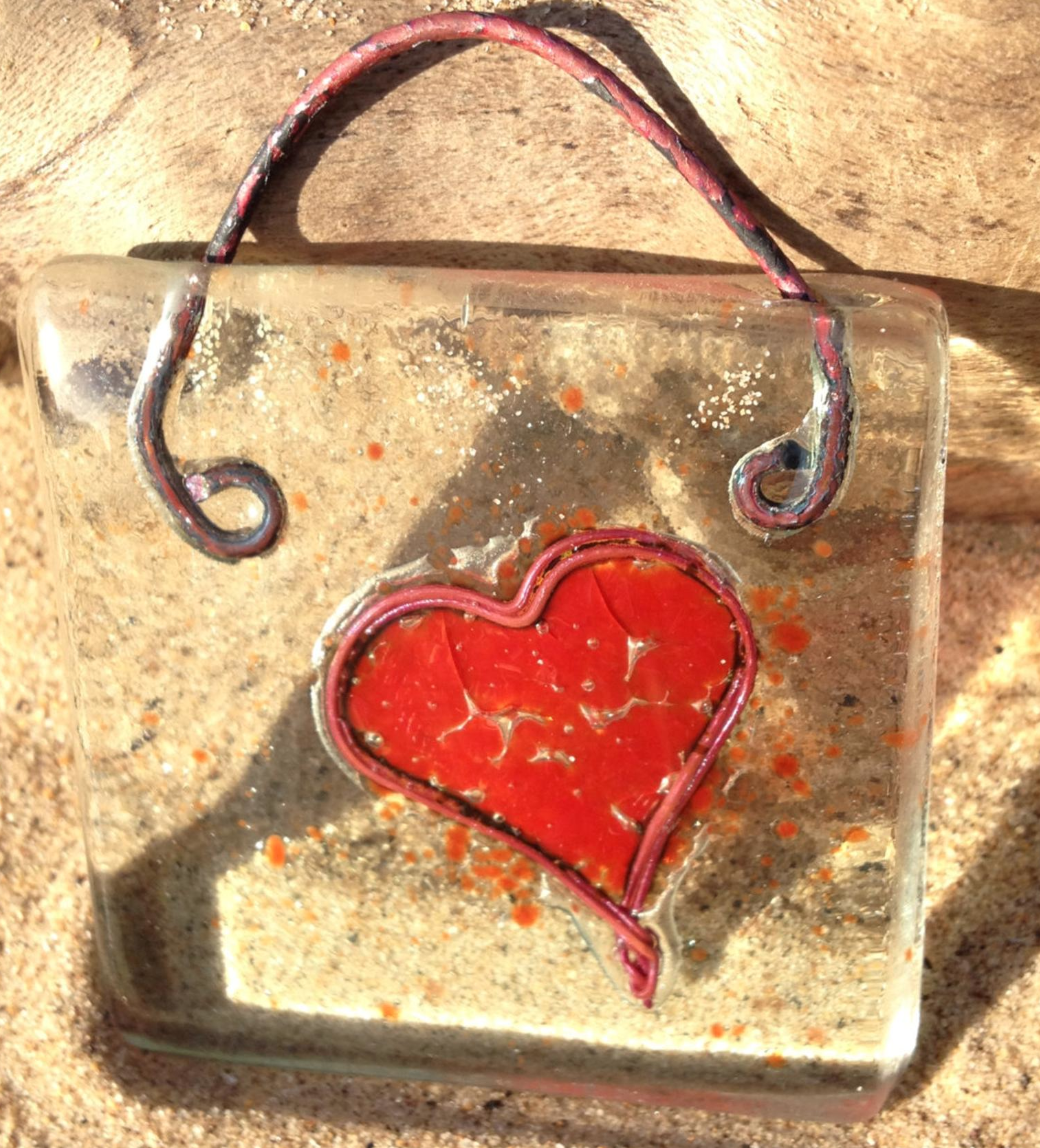 Mother's Day glass heart, Etsy