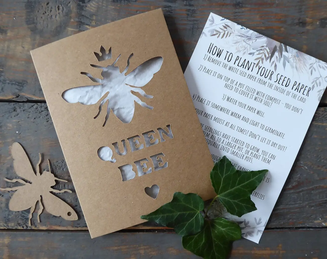 Queen Bee seeded card, Etsy