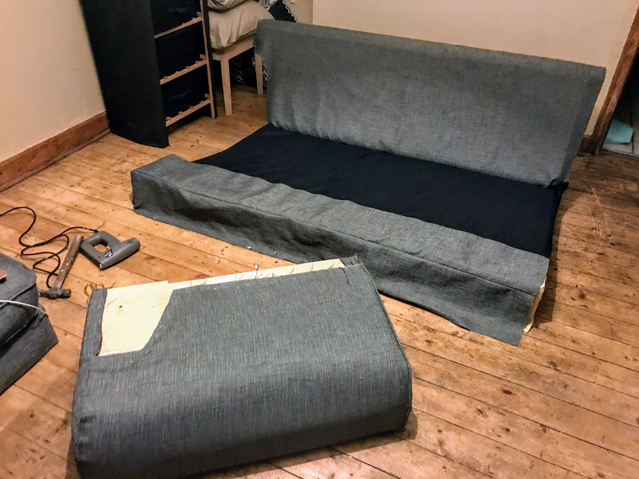 Lay pieces onto the sofa frame