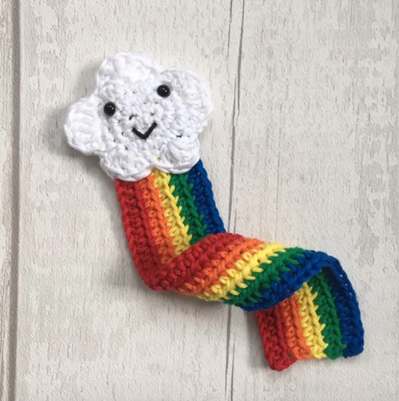 Crochet rainbow bookmark