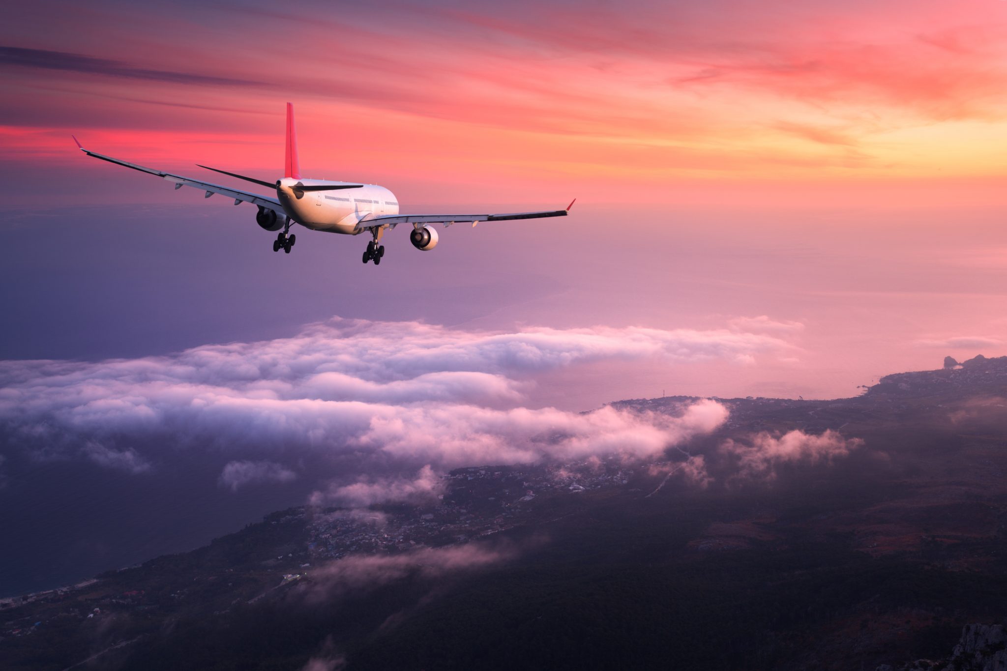 Aeroplane and sunset