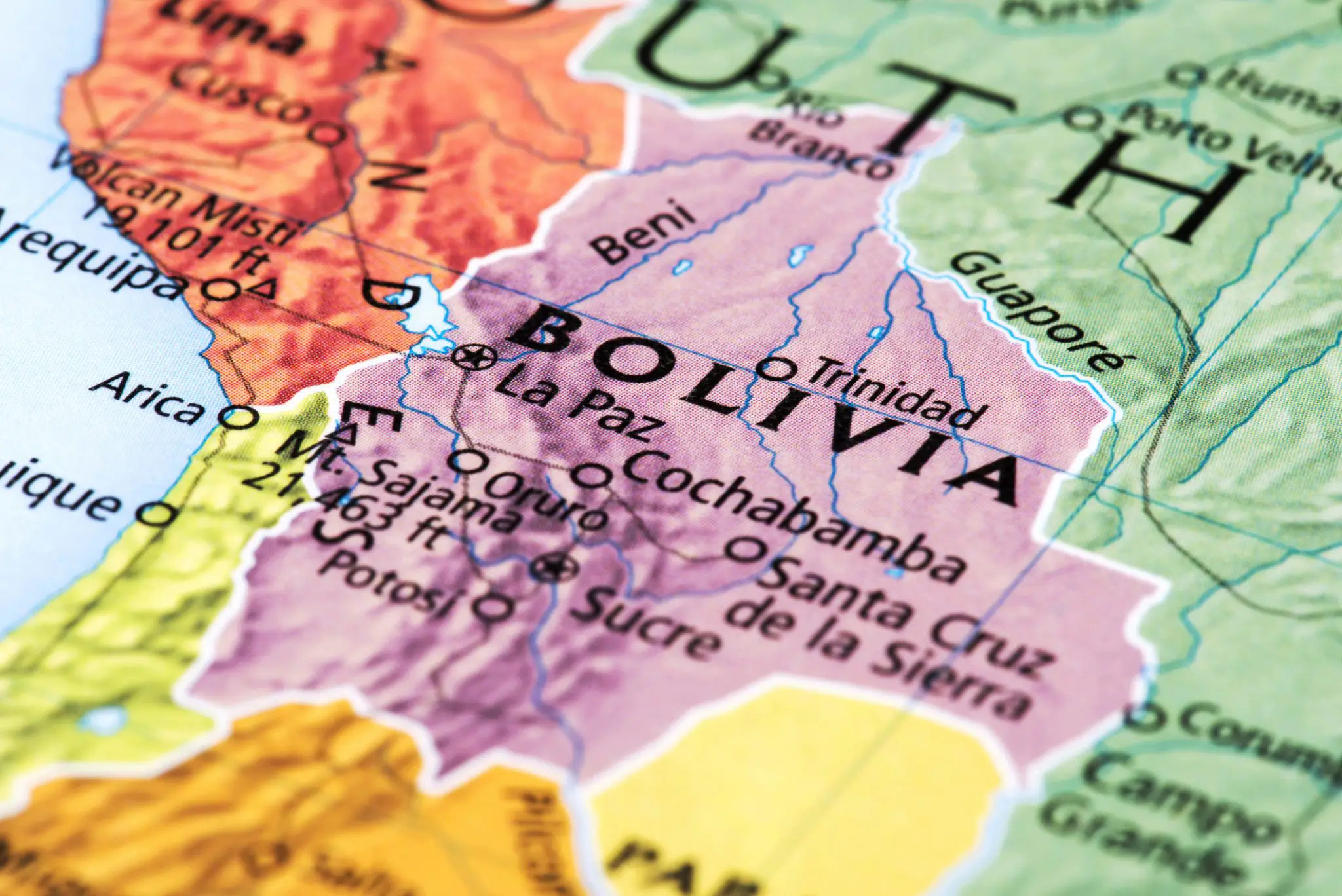 Map of Bolivia.