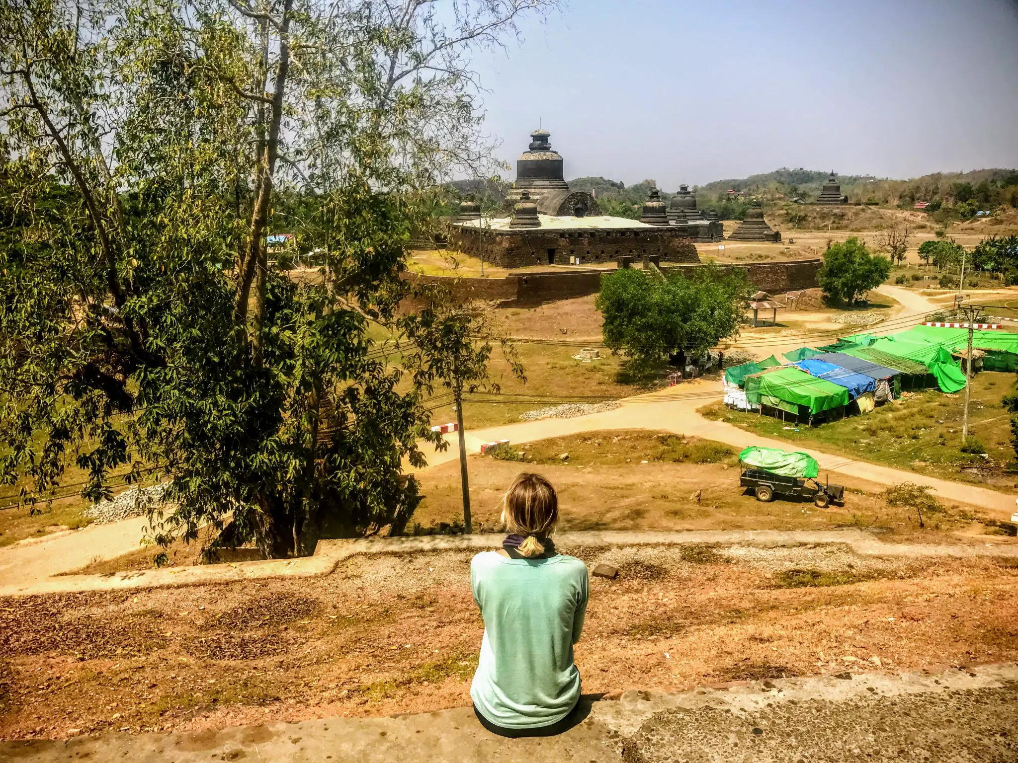 Looking at Htukkanthein Temple in Mrauk U, Myanmar