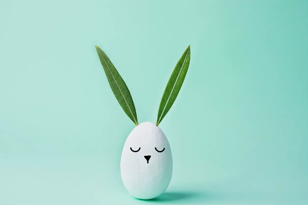 Easter bunny egg with leaf ears, iStock