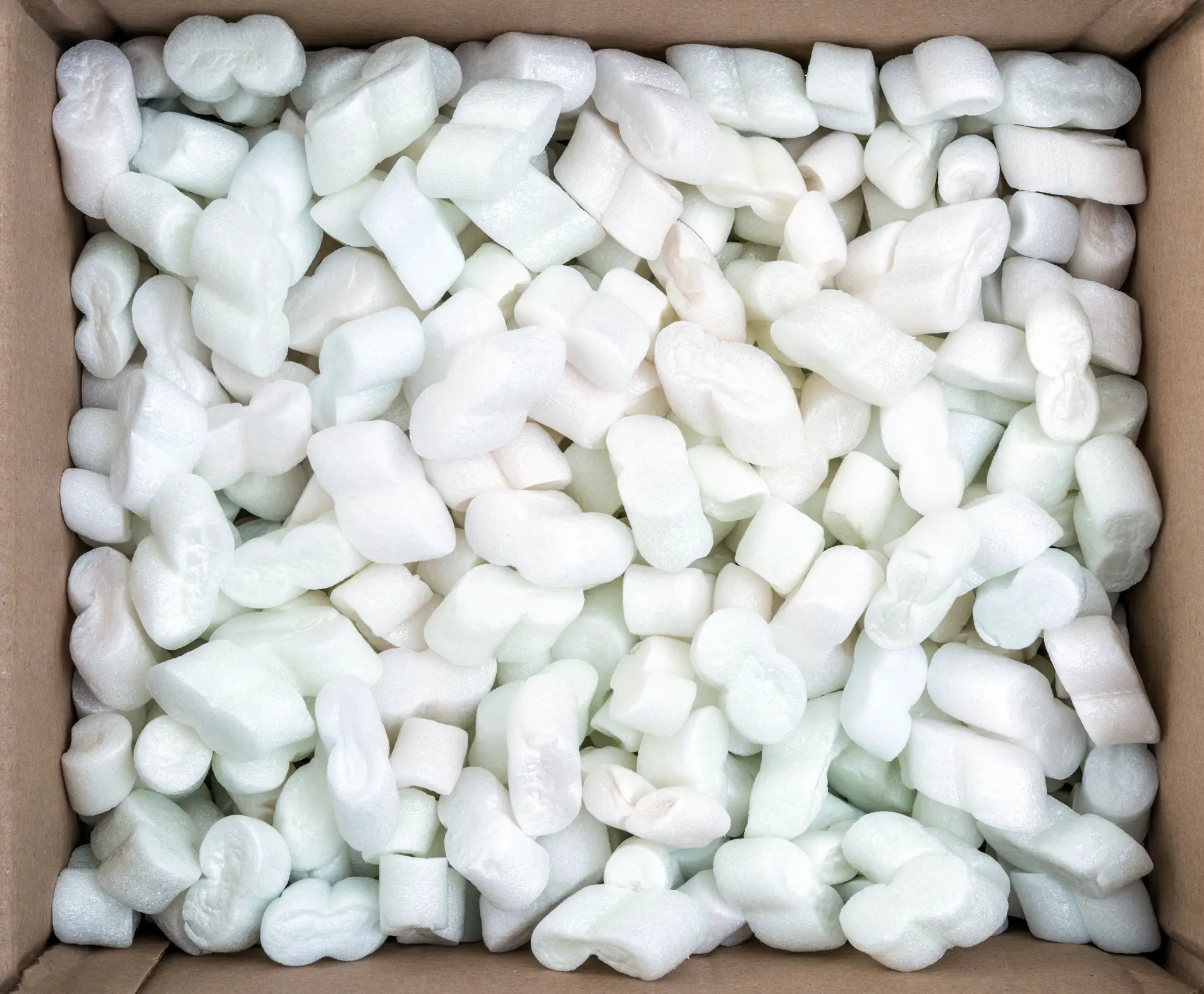Box filled with polystyrene