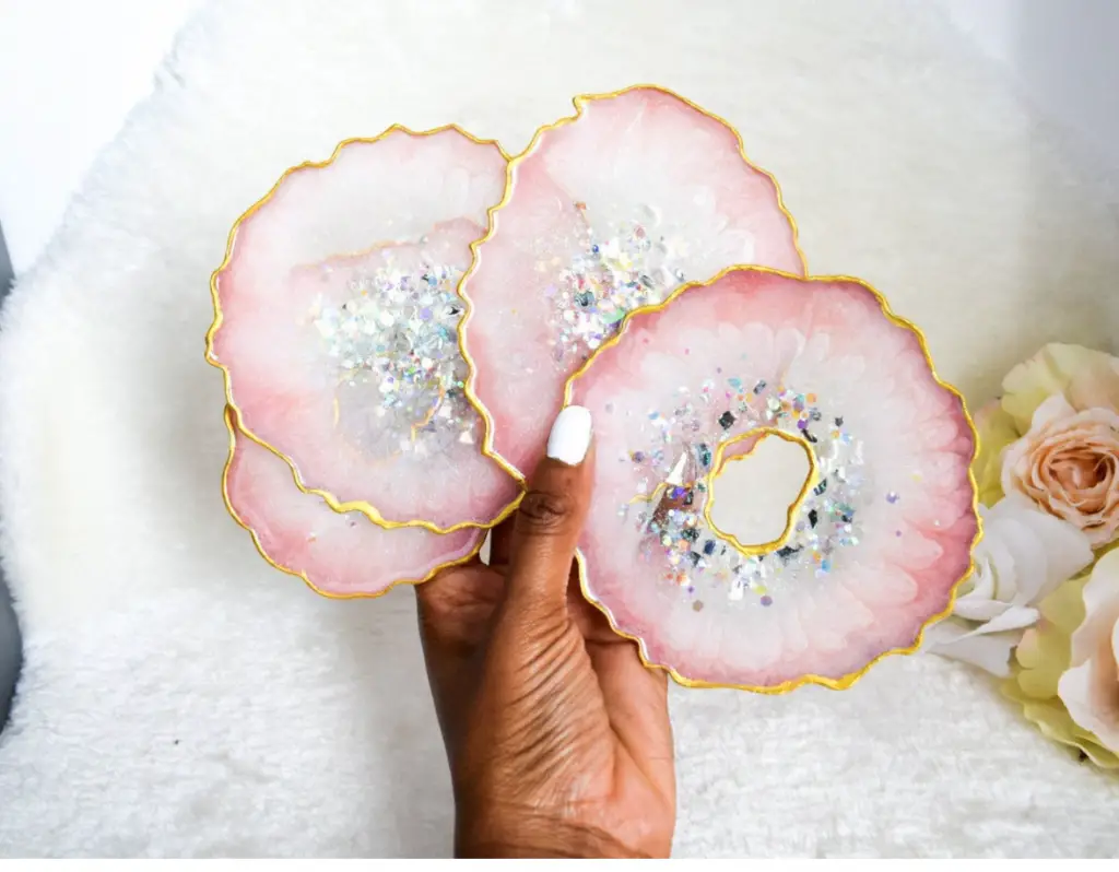 Geode coasters by Velvet Jones Bespoke, Etsy