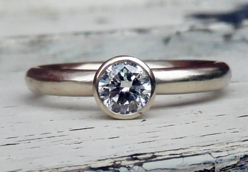 Diamond solitaire ring in white gold by Karen Johnson, Not on the High Street