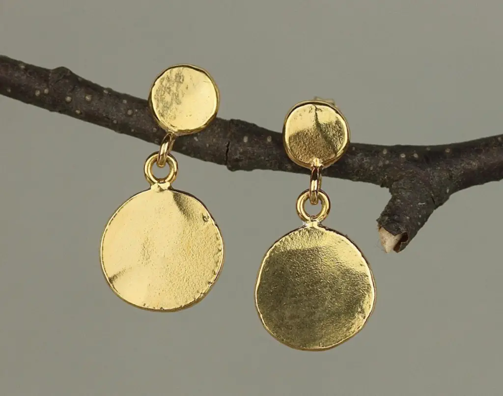 Gold coin drop earrings, Marcia Vidal Jewellery, Etsy
