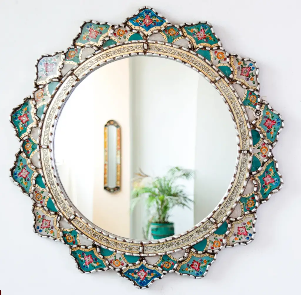 Painted glass mirror, DECORCONTRERAS, Etsy