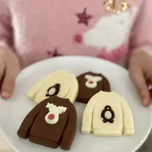Milk and White Chocolate Christmas Jumpers from choconchoc