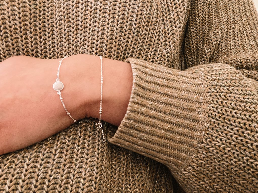 Howlite stone and trio chain bracelets by Daisy London