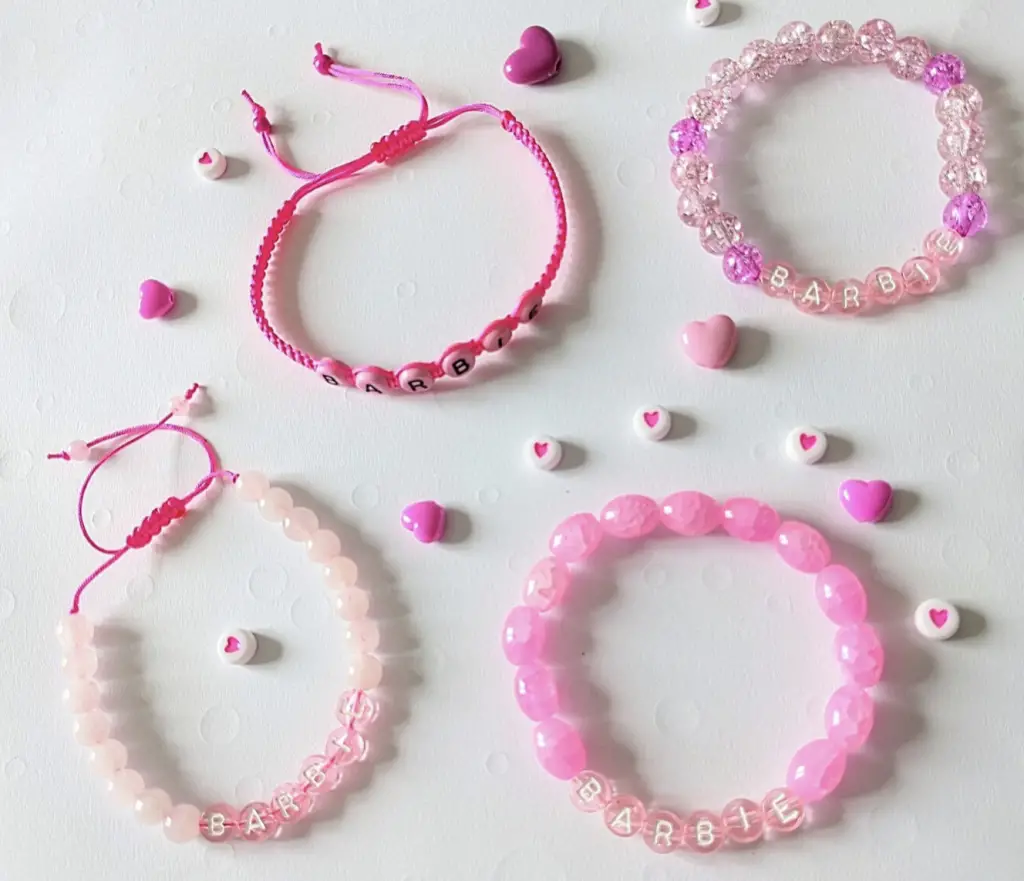 Barbie pink bracelet, beadsoclock, Etsy